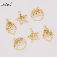 whsok 100pcs jewelry accessoriesearrings pendantgeometry shapekc goldimitation pearlhand madediy makingcharms