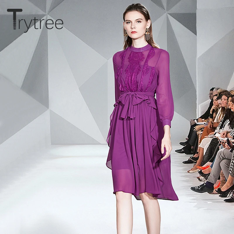 Женское Повседневное платье Trytree элегантное однотонное офисное до колена с