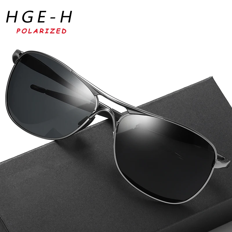Солнцезащитные очки HGE-H Classic New Style Fashion с металлической рамкой и поляризационными линзами для мужчин-пилотов в стиле путешествий, отдыха, рыбалки и вождения автомобиля, защита от УФ-лучей D6.