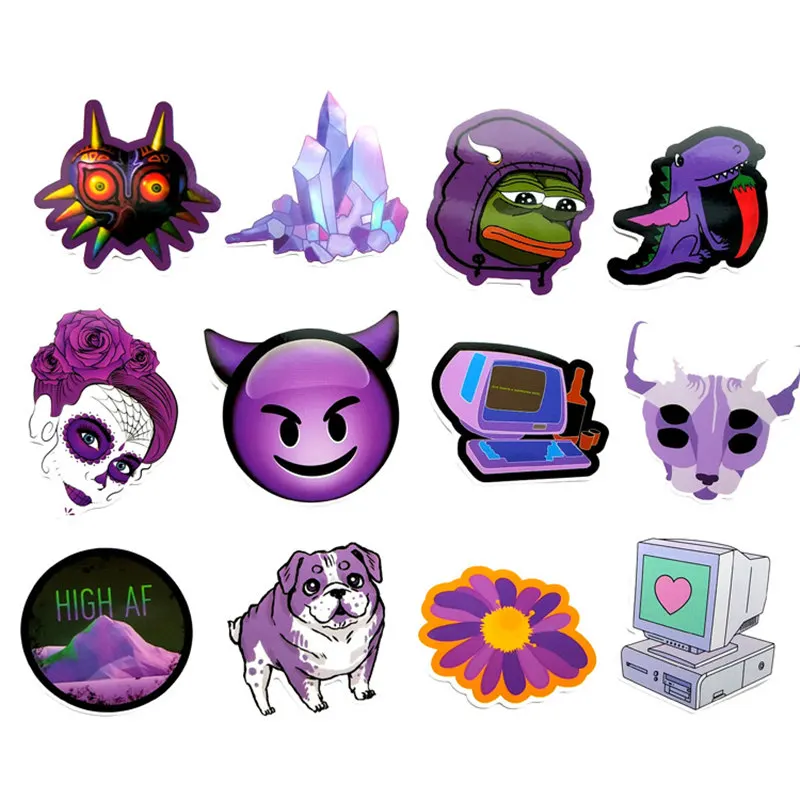 Наклейки для скейтборда компьютера водостойкие фиолетовые радужные 60