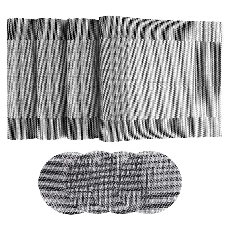 

Placemat Wipeable Set of 8 with 4 Placemats + 4 Coasters, Placemats Washable, Waterproof PVC, Wear-Resistant Placemat
