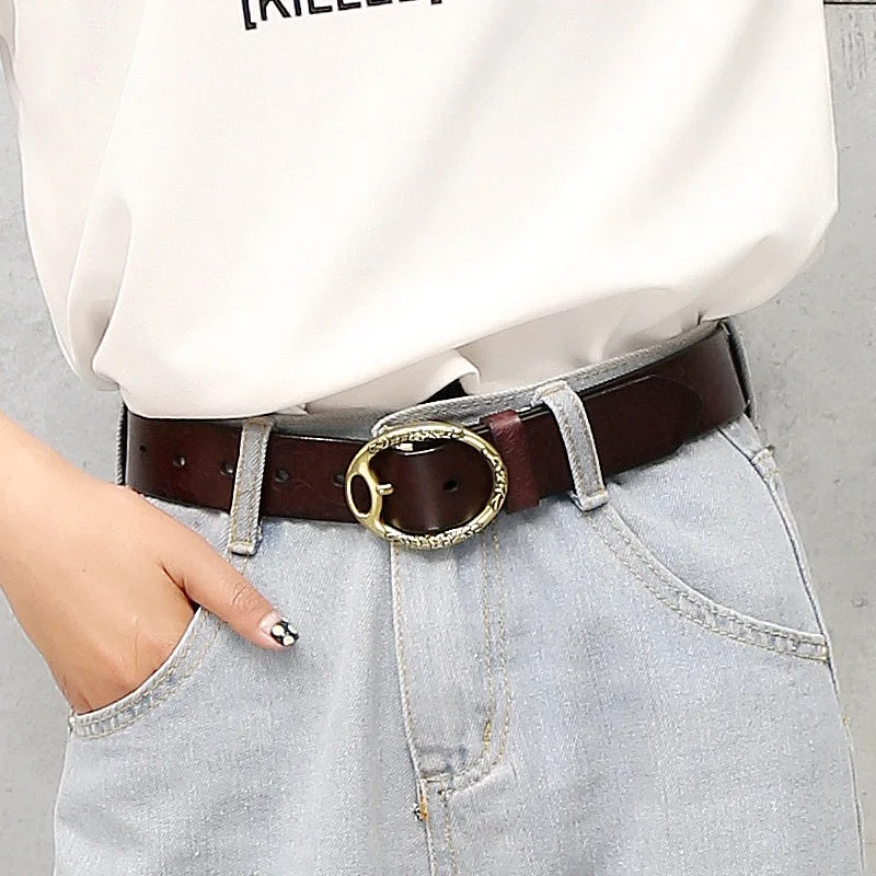

Luxury Belt Women PU Leather Belts Women Retro Brand Design Waistband Adjustable Round Pin Buckle Belt Jeans Ceinturon De Dames