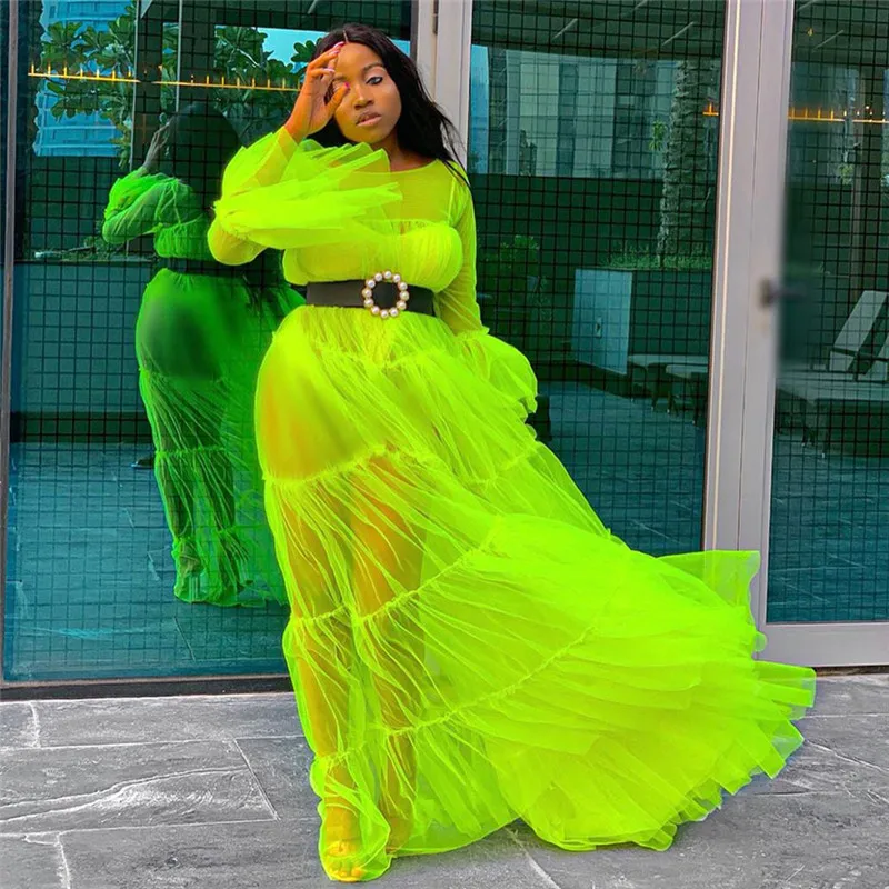 Женский купальник бикини прозрачное Сетчатое Макси-платье с длинными