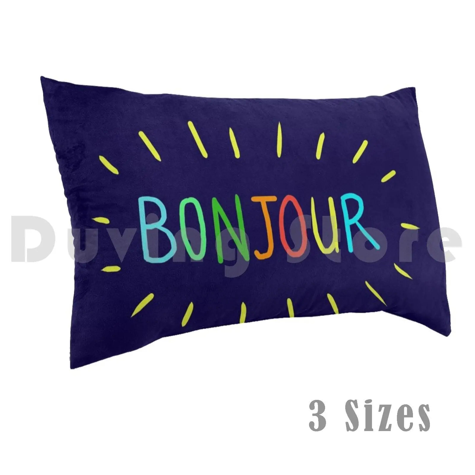 

Bonjour Pillow Case Printed 35x50 Hello Positive Sayings Positive Words Colorfull Rainbow Typography Hand Writing