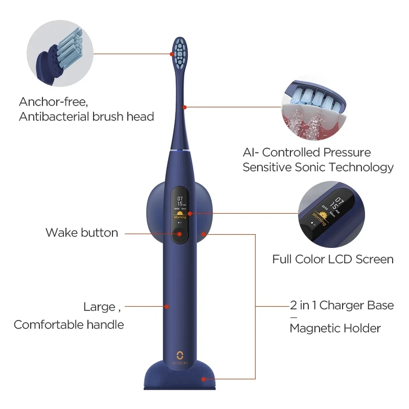 

Oclean X Pro Smart sonic electric toothbrush for Adults Wireless Charge 40 days works APP Control Ultrasonic tooth brush