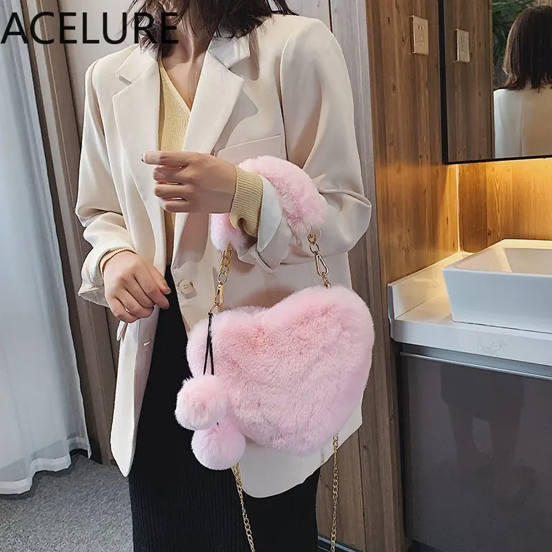 ACELURE меховая сумка для влюбленных девушек милая однотонная через плечо женская