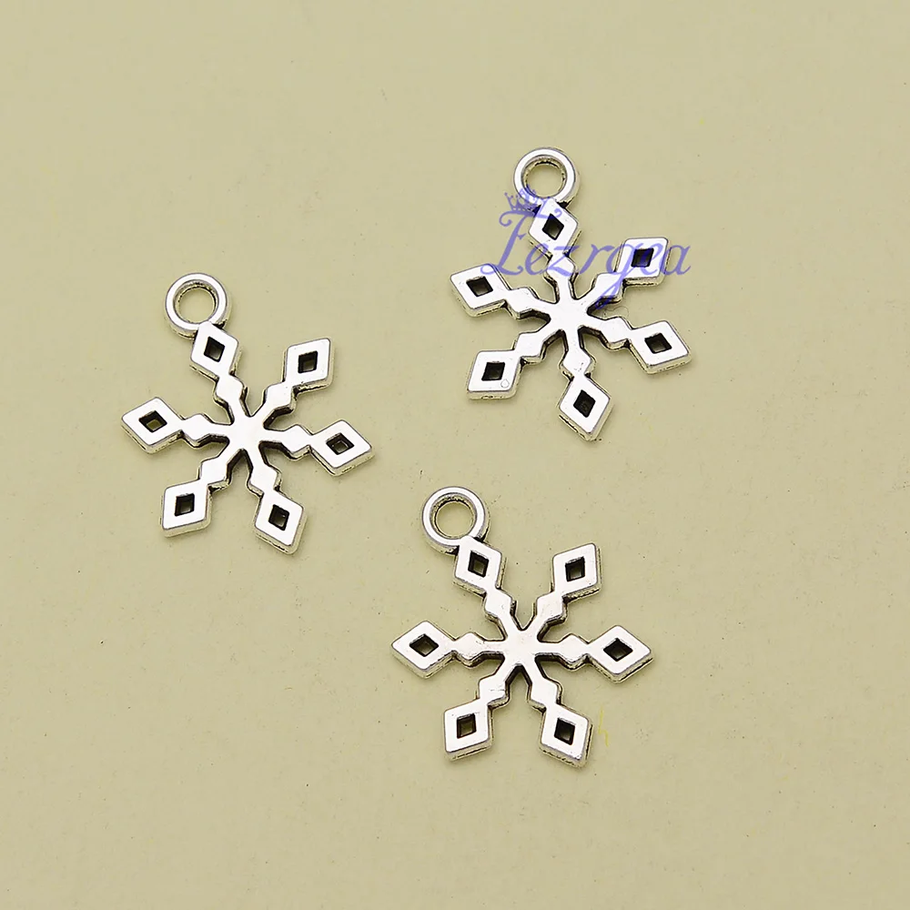 

60 шт./лот 14x19 мм Античная Посеребренная Снежинка Очаровательная винтажная Подвеска из металлического цинкового сплава зимняя рождественск...