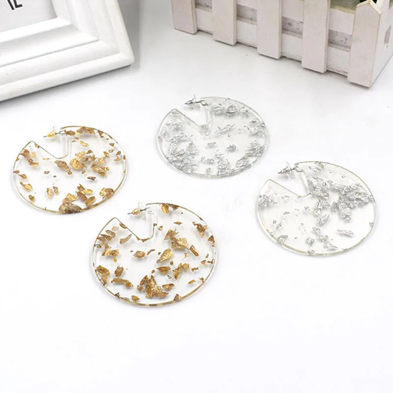 60 мм Золотые/серебряные фольги акриловые серьги-кольца круглые массивные серьги для женщин Brincos модные ювелирные изделия PD034