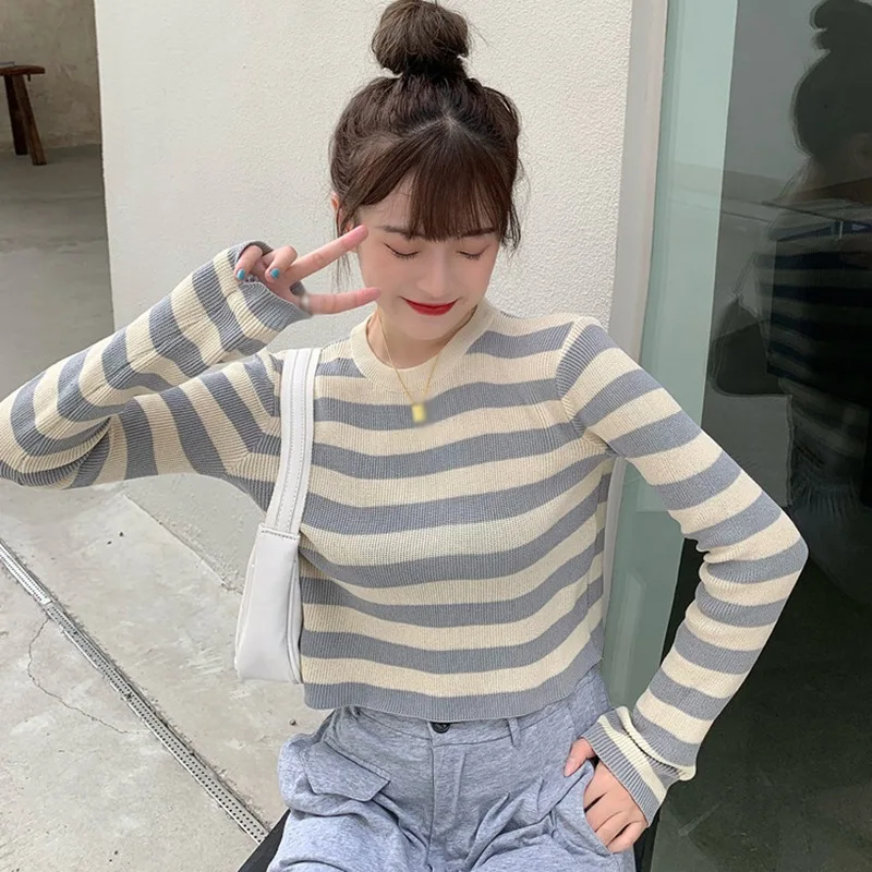 

Pullover Stitching Long-sleeved Sweater Women's Thin Sunscreen Blouse