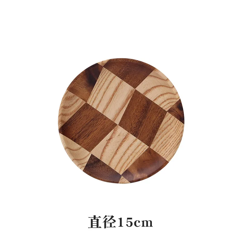 

Creative wooden tray round plate household fruit cake snack plate solid wood plate wood plate