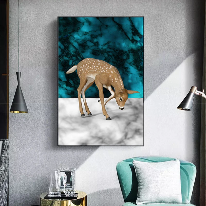 RELIABLI искусство Олень жираф фотографии животных холст Картина Wall ART для Гостиная