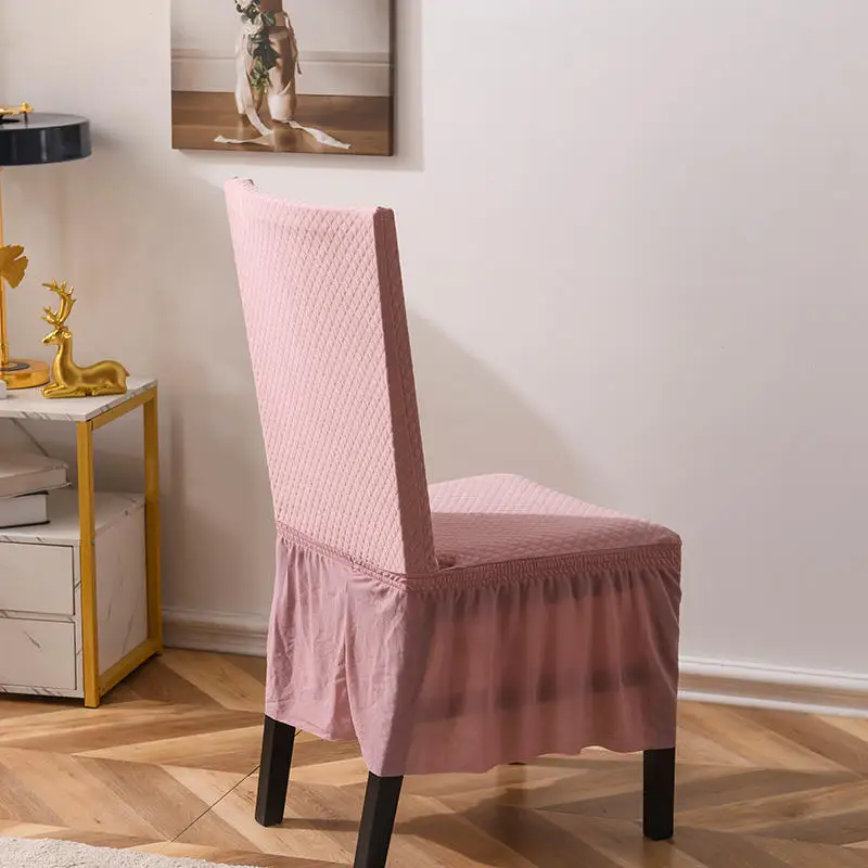 

Pink Chair Cover For Hotel Banquet Wedding Dining Conference Chair Covers Home Decor Elastic Jacquard Modal Stretch Chair Cover