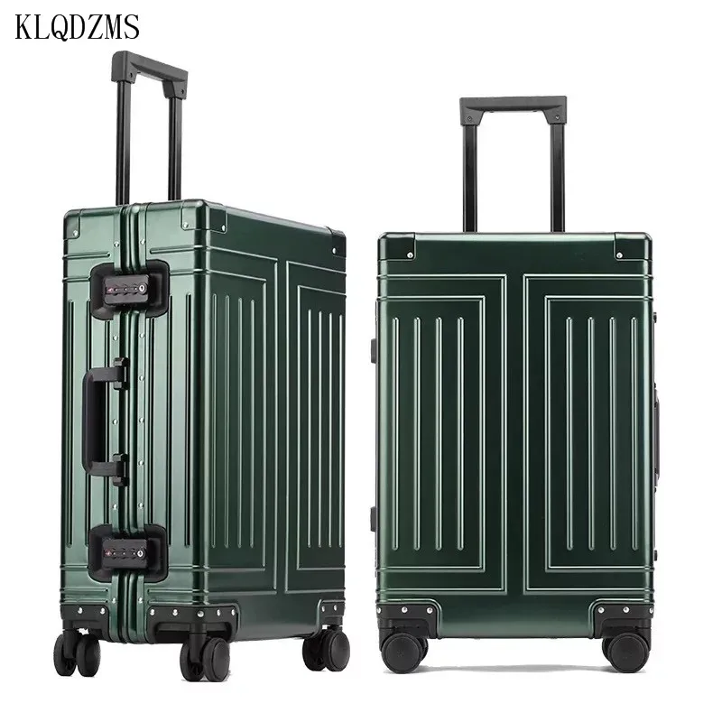 Модный деловой Дорожный чемодан KLQDZMS 20 дюймов 24 дюйма 26 29 100% из алюминиевого