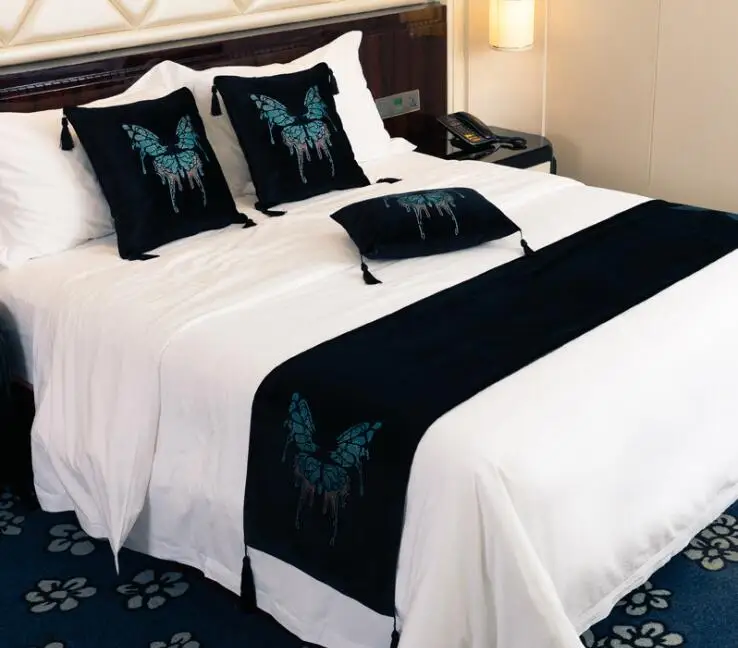 Бабочка дизайнерские покрывала 45 см ширина кровать бегун роскошное покрывало