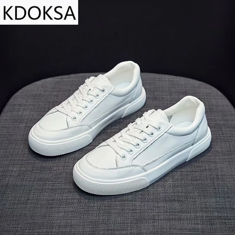 

Женские кроссовки из натуральной кожи, белые кроссовки на платформе, с вулканизированной подошвой, для занятий спортом, прогулок и бега, на ...