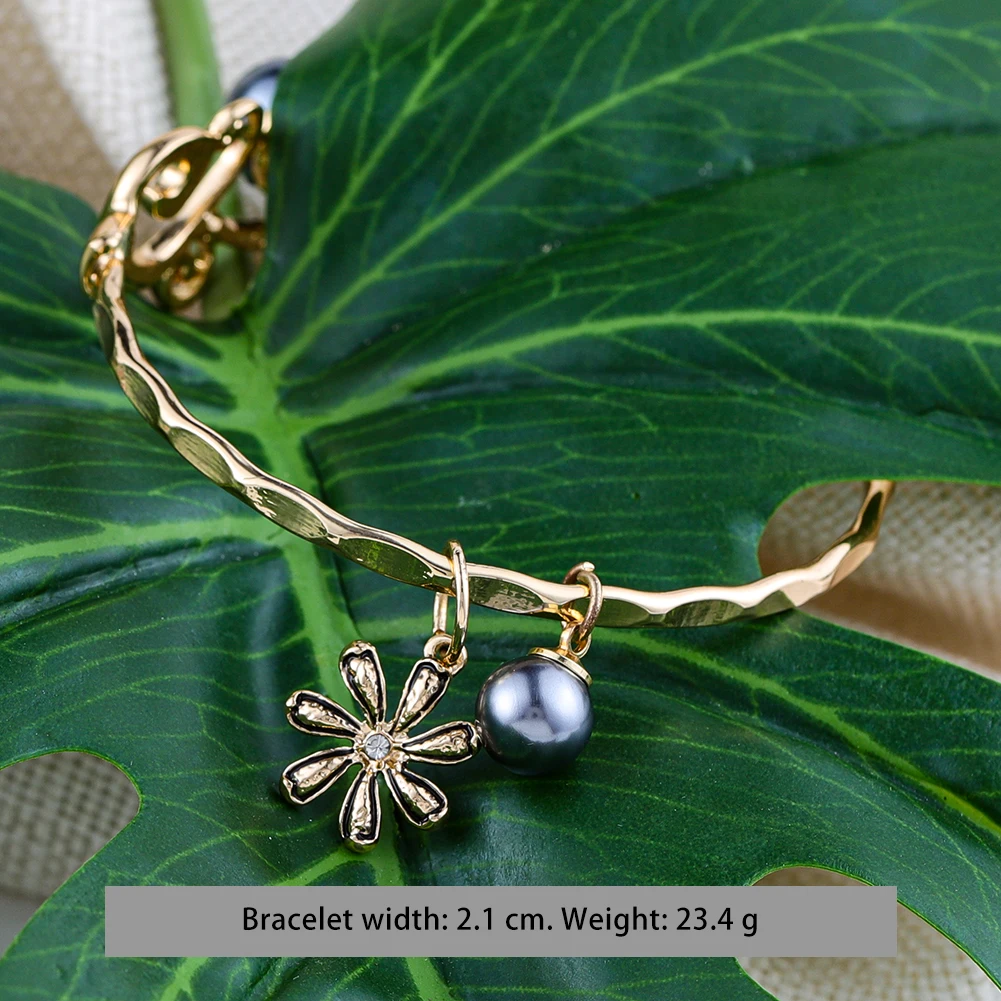 

Cring Coco Hawaii Bracelets Trendy Diameter 6-8 CM Samoa Marshall Polynesian Pohnpei Flower Pearl Bangle Bracelet for Women New