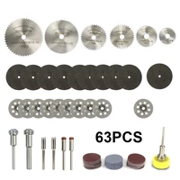 63pcs diamond cutting discs sanding grinding wheel circular saw blade woodworking metal dremel drill rotary tool accessories