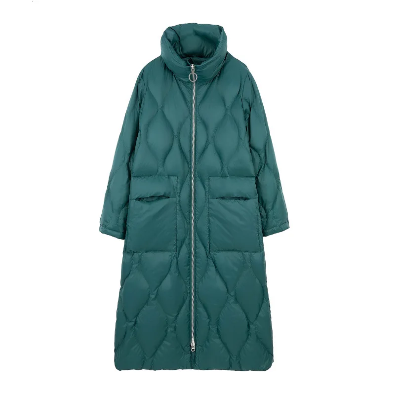 Новинка 2020 длинное зимнее пальто с перьями женская теплая ульсветильник Кая