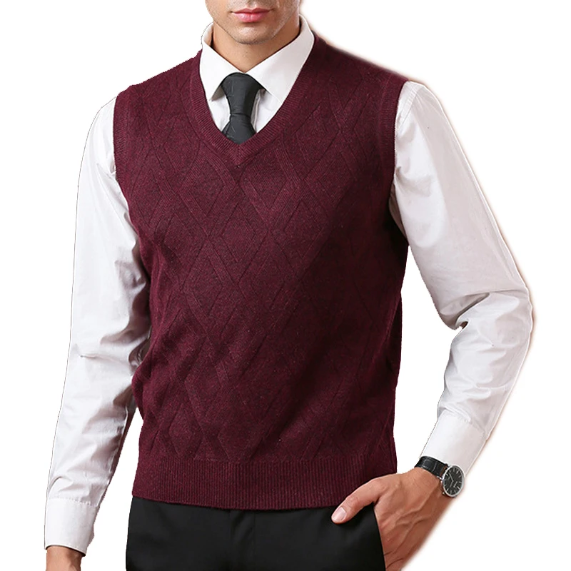 Мужской брендовый вязаный джемпер на бретелях базовый свитер пуловер без