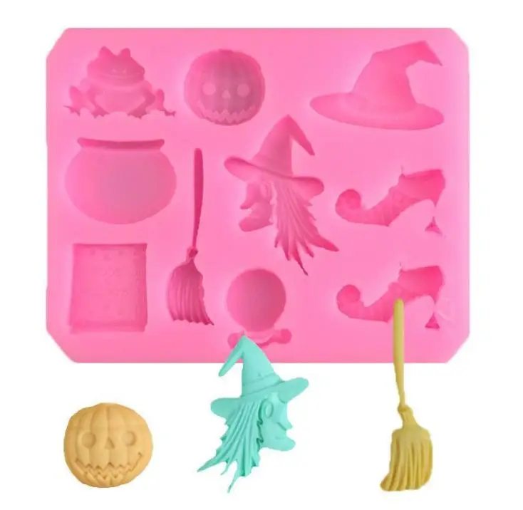 

Halloween Cake Biscuit Mould Witch Pumpkin Chocolate Candy Mould High Temperature Diy Decoration Baking SN1125
