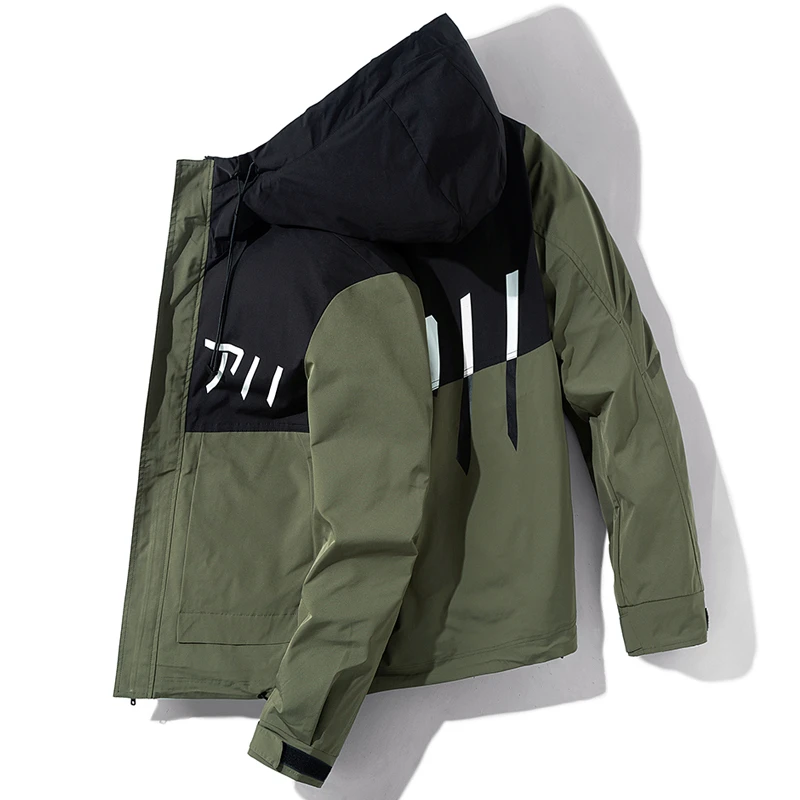 Зимняя куртка бомбер Мужская Лоскутная карго с капюшоном мужская бейсбольная