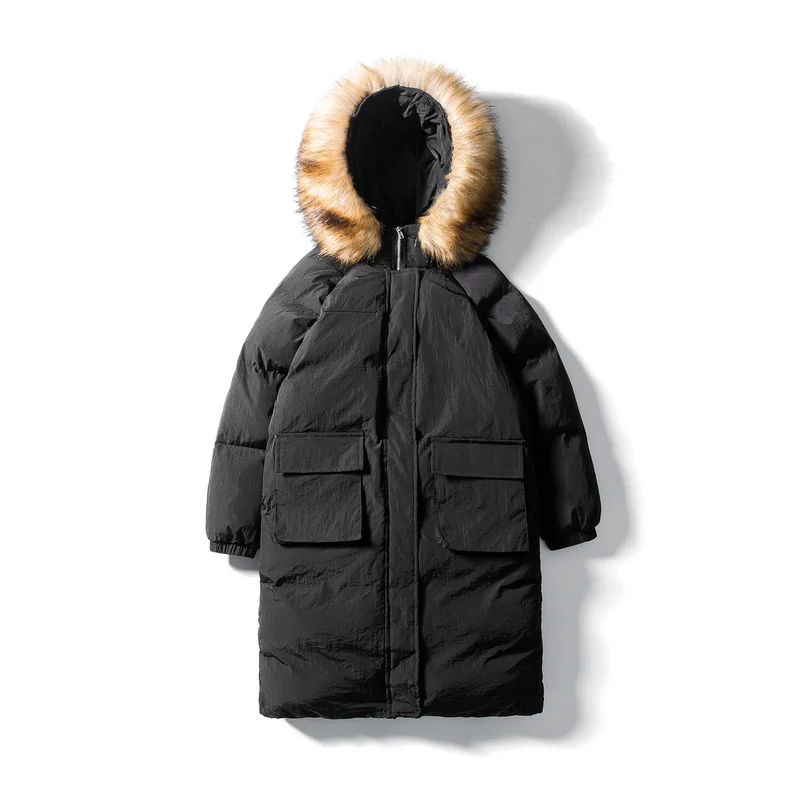 Liketkit зимние куртки для мужчин 2019 одноцветные большой меховой воротник толстые