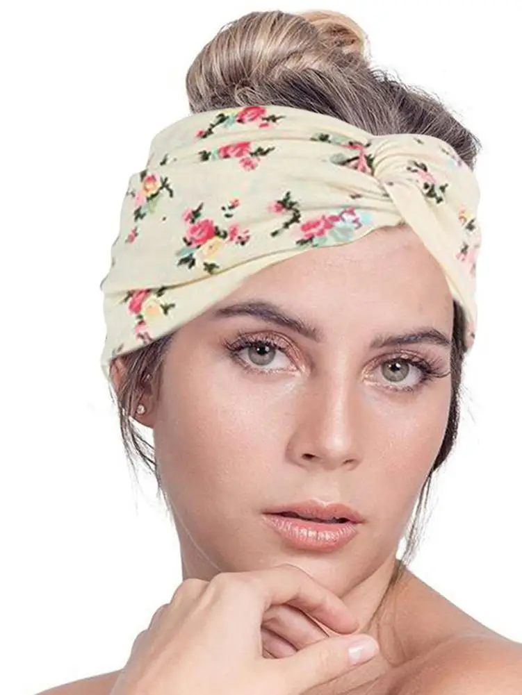 

4 Types Fashion Woman For Hair Bands Summer Print Girls Makeup Headband Elastic Bandanas Sports Turban Hair Accessories
