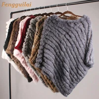 real fur knitted rabbit fur poncho vest fashion wrap coat shawl lady natural wedding party wholesale