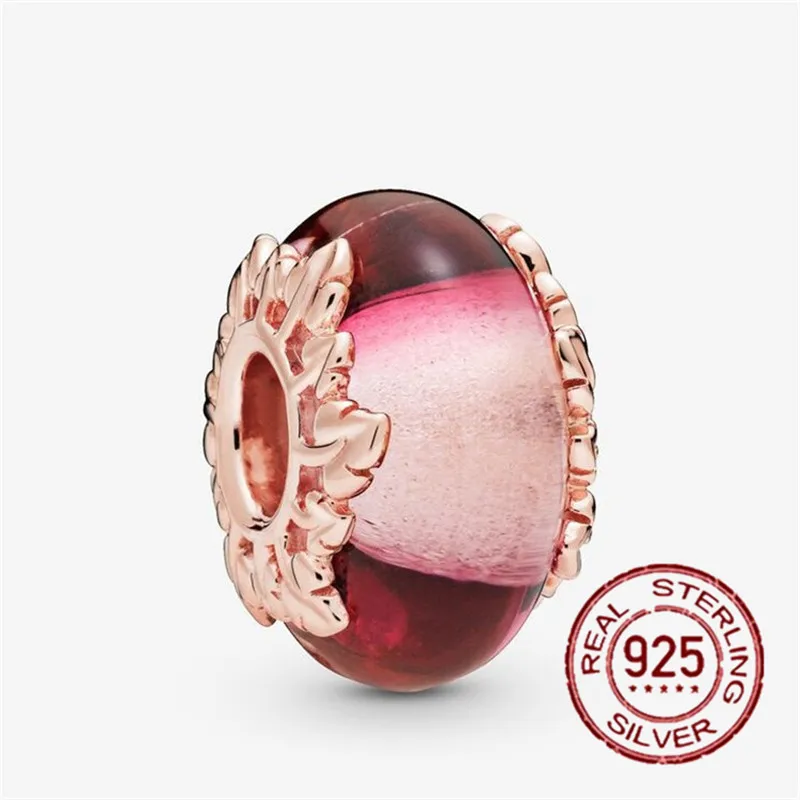 

Luxury 925 Sterling Silver Rose gold Leaves Charms Pendants fit Pandora Bracelets Women DIY Jewelry S925 Gift Girl Female SMC257