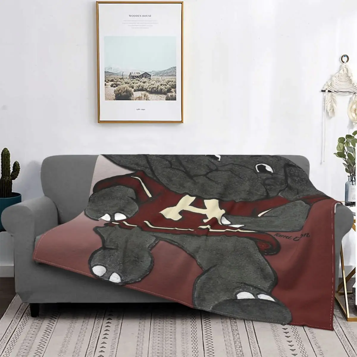 

Alabama Roll Tide Elephant Mascot Blanket Bedspread Bed Plaid Bedspread Muslin Plaid Picnic Blanket Picnic Bedspread