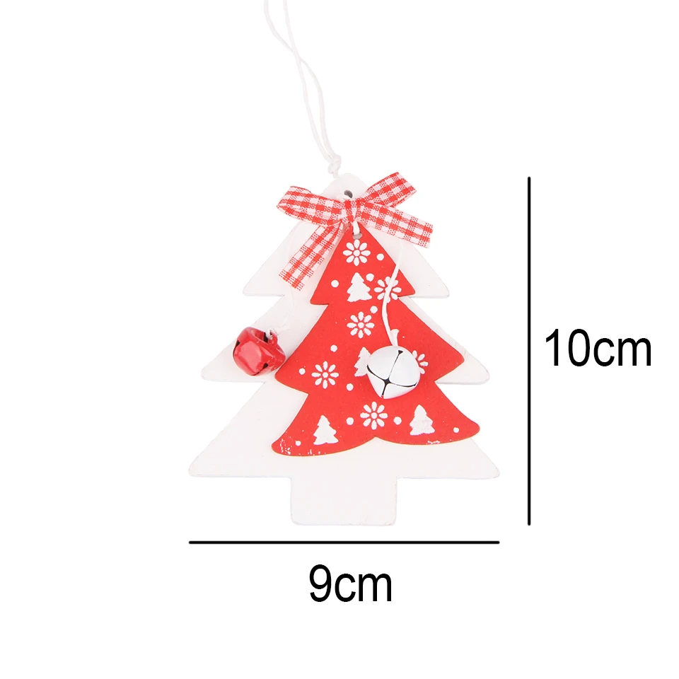 Tree-Red 3 шт./компл. 2 стиля Творческие деревянные ложки с Bell Кулоны из нержавеющей стали рождественские украшения Рождественская серия украшения Изделия из дерева DIY Декор - Цвет: Tree-Red