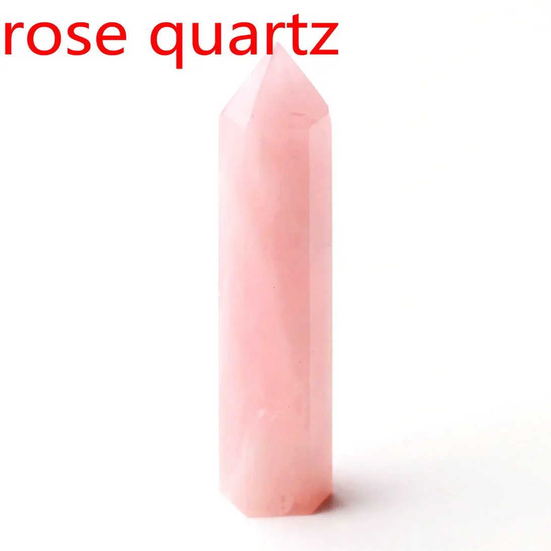 rose quartz Кристалл обелиск точка палочка ювелирные изделия Красочные Флюорит розовый кварц исцеление чакры в рейки декоративная статуэтка Фигурное ожерелье подарок - Цвет: rose quartz