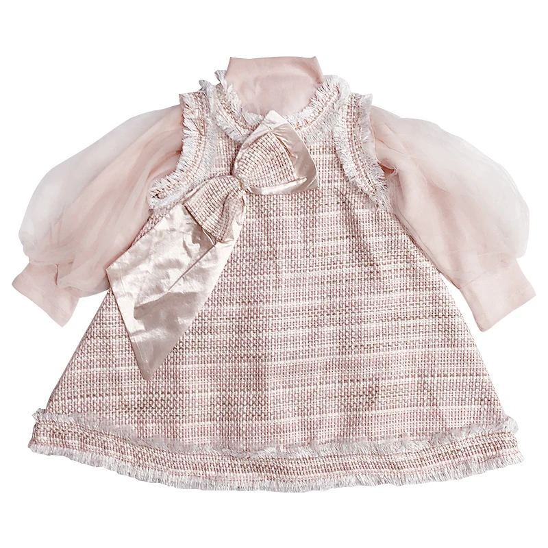 Платье-безрукавка в иностранном стиле для девочек Новинка 2019 года осеннее платье