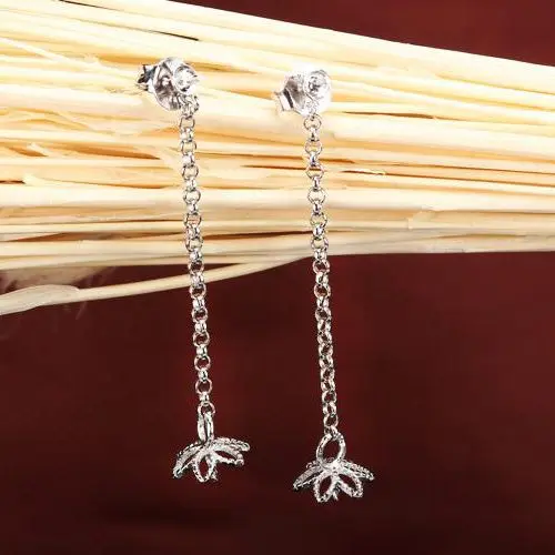 

5-7mm & 9-13mm Pearl or Round Bead Sterling Silver 925 Semi Mount Earrings Fine Jewelry Setting White Gold Color