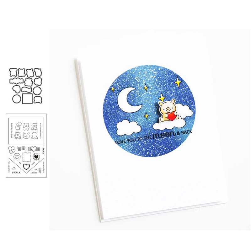 Металлические штампы и резиновые JC милые свинки скрапбукинг рукоделие высечка