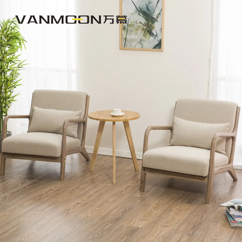 Wanmu Nordic Lazy Sofa Solid Wood Single-Seat Chair Small Apartment Simple Balcony Leisure Bedroom | Мебель