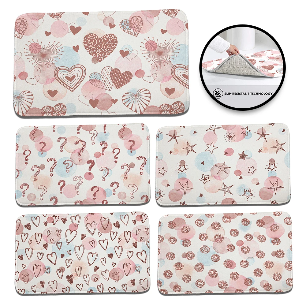 

Watercolor love stars Carpets Rugs For Home Bath Living Room Floor Stair Kitchen Hallway Non-Slip Cat Dog Pet Gamer