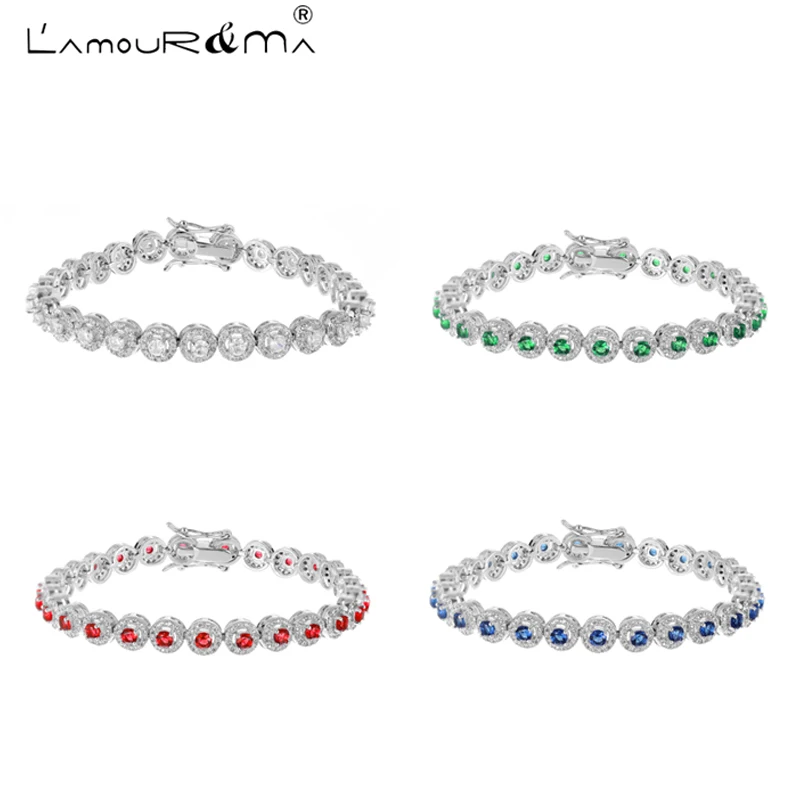 

L'Amour&Ma Luxury Cubic Zirconia Tennis Bracelets Iced Out Chain Crystal Wedding Bracelet For Women Men Bracelet Jewerly Gift