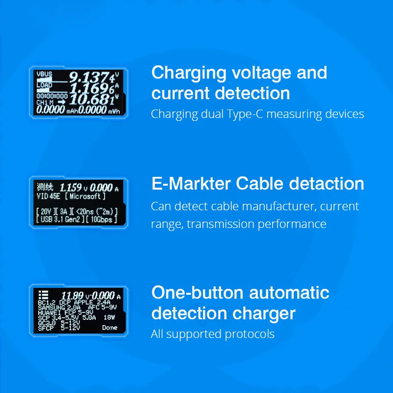Двойной USB тестер ATORCH Type C портативный анализатор напряжения и
