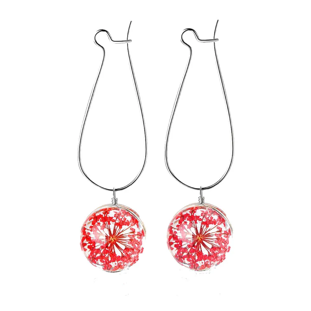 Висячие серьги в Корейском стиле с сушеными цветами для женщин и девушек подарки