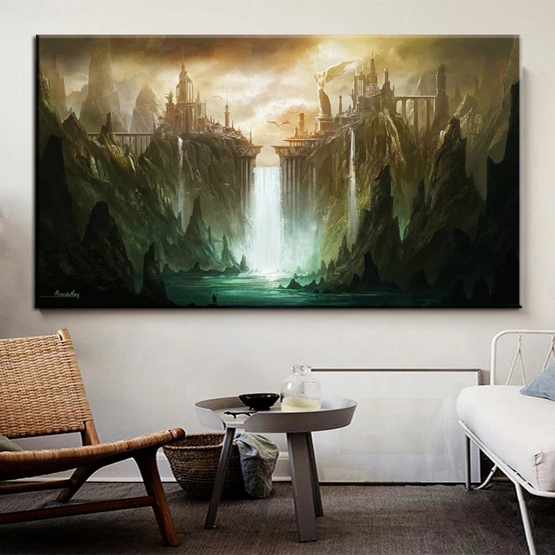 Современное здание пейзаж дом холст картина стены художественные плакаты и