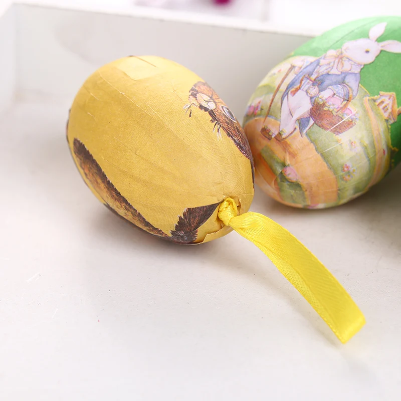 6 шт. украшения пасхальные яйца сделай сам Декор поделки висячие окрашенные цвет