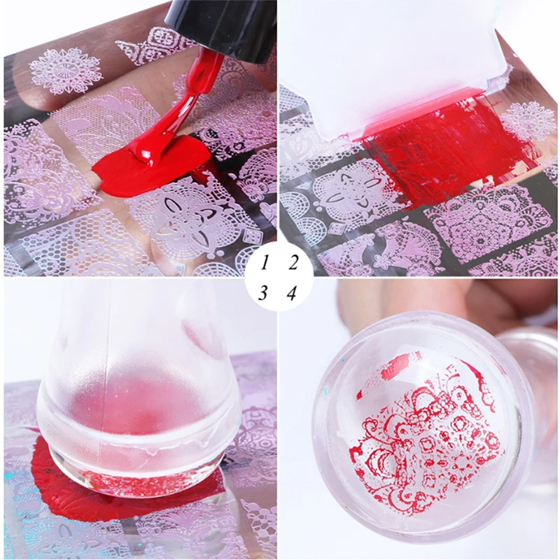 Прозрачный силиконовый штамп для ногтей и скребок инструмент переноса маникюра