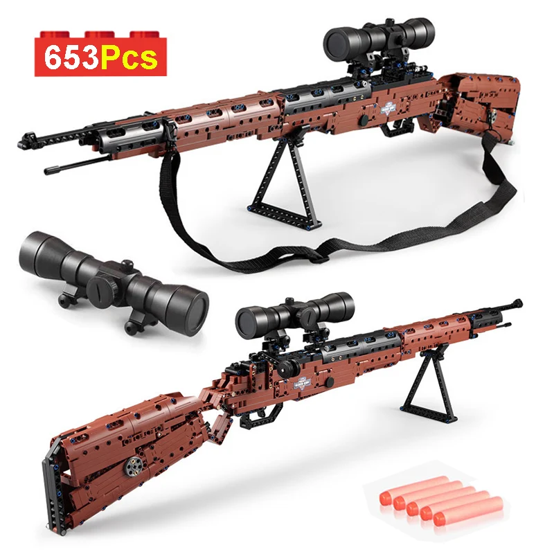 

Военная серия 98K Маузер снайперская винтовка пустынный Орел пистолет AK47 M4A1 ружьё модель строительные блоки технические оружие кубики MOC игр...