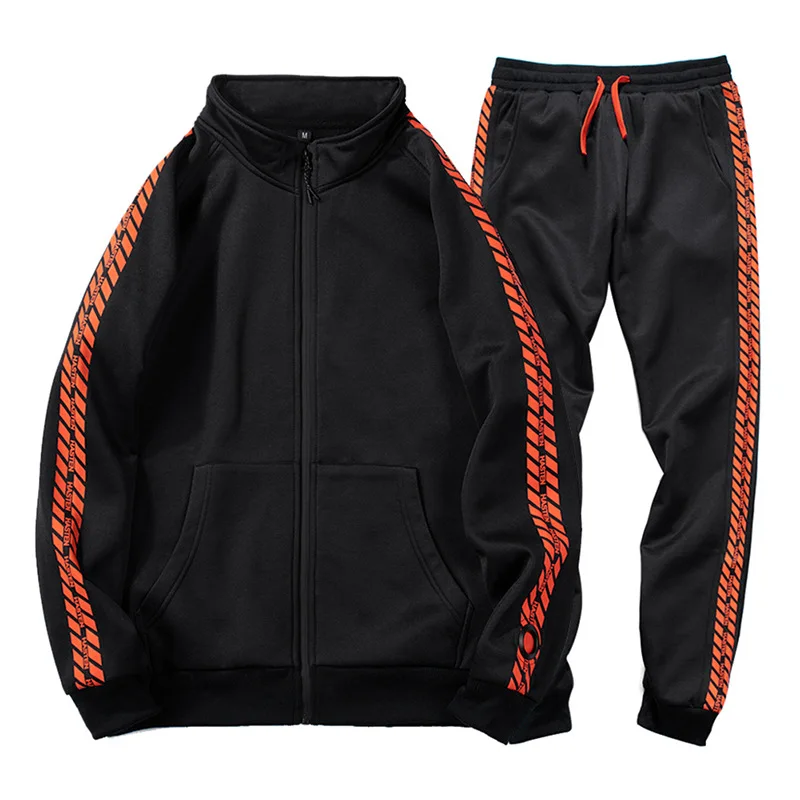

2021 new sportswear youth men's fashion printed racing suit retro loose color contrast suit