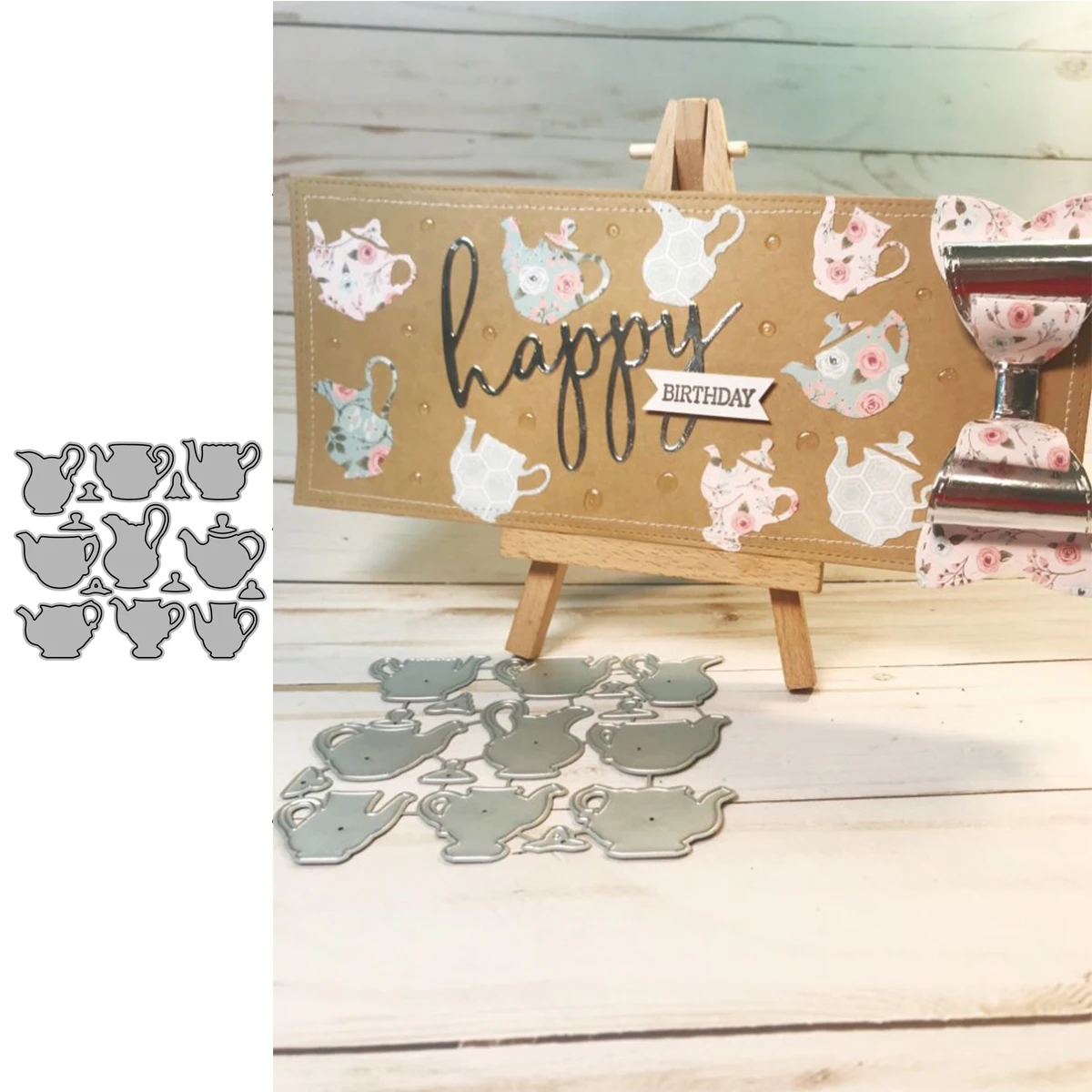 

Teapot Combination Set Metal Craft Cutting Dies Scrapbooking Die Cut Stencils Embossing For Paper Crads Making 2021 New