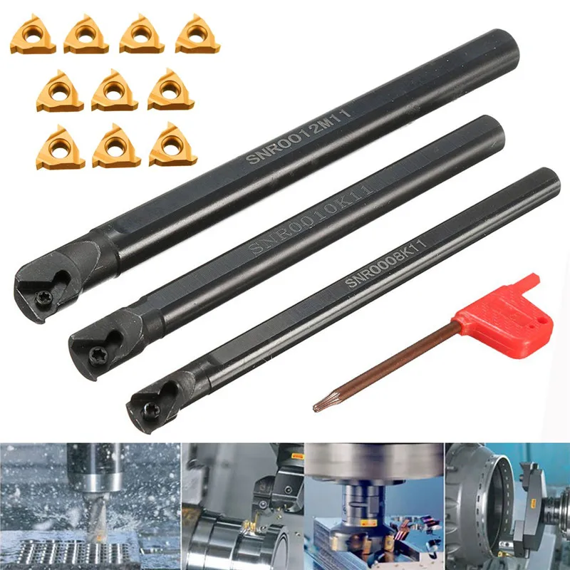 Juego de 3 piezas de acero inoxidable, SNR0008K11 + SNR0010K11 + SNR0012M11, llave de inserción, 10x 11IR, A60