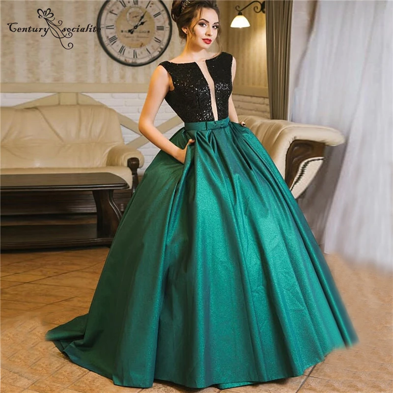 

Роскошные выпускные платья, длинное бальное платье с разрезом, блестками, атласное элегантное вечернее официальное платье с О-образным выр...