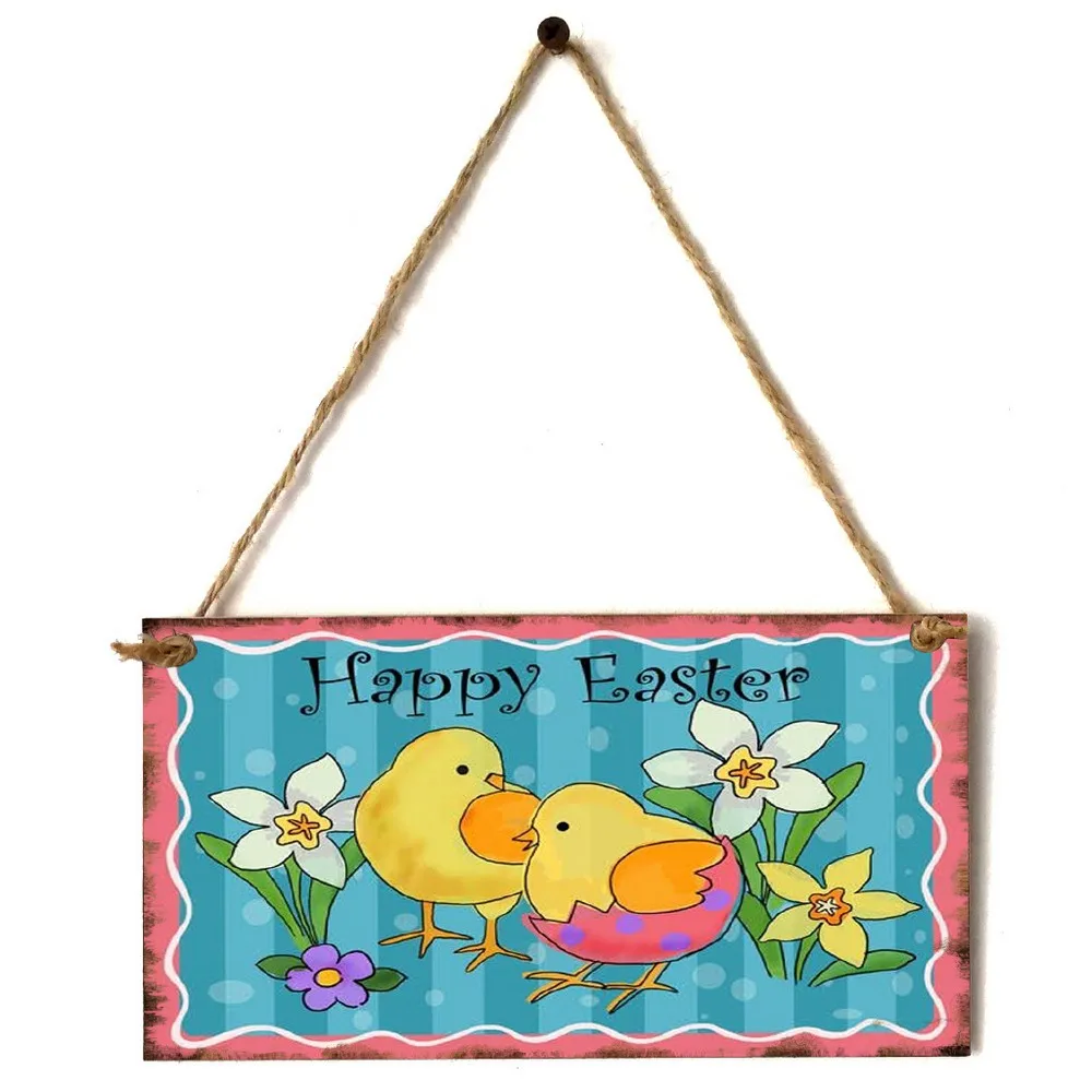 

Wooden Easter items commemorating Jesus' resurrection flowers eggs wooden hanging boards home wall decoration Easter door