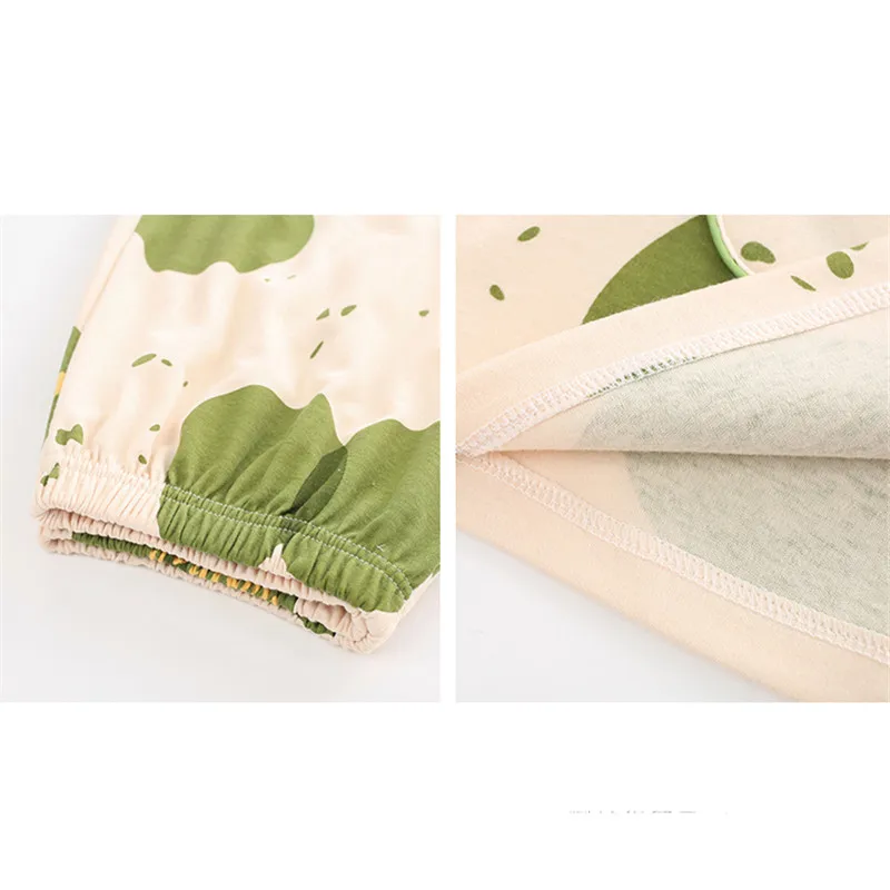 Caiyier 100% Cotton Pajamas Set Cute Avocado Green Dot Short Sleeve Sleepwear High Quality Pijama Ladies Casual Summer Nightwear | Женская